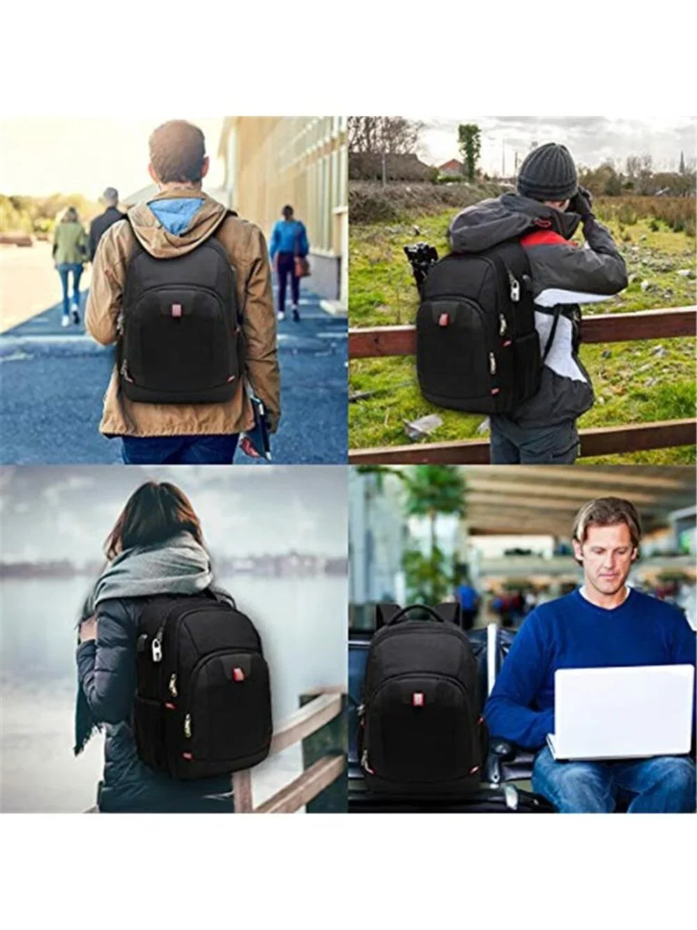 Anti Theft Laptop Backpack Men Women USB Charging Travel Business Bag 17.3 Inch